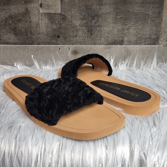 NWOB Stuart Weitzman Cammy Shearling-Strap Slide Sandals | 8.5 - Picture 1 of 9